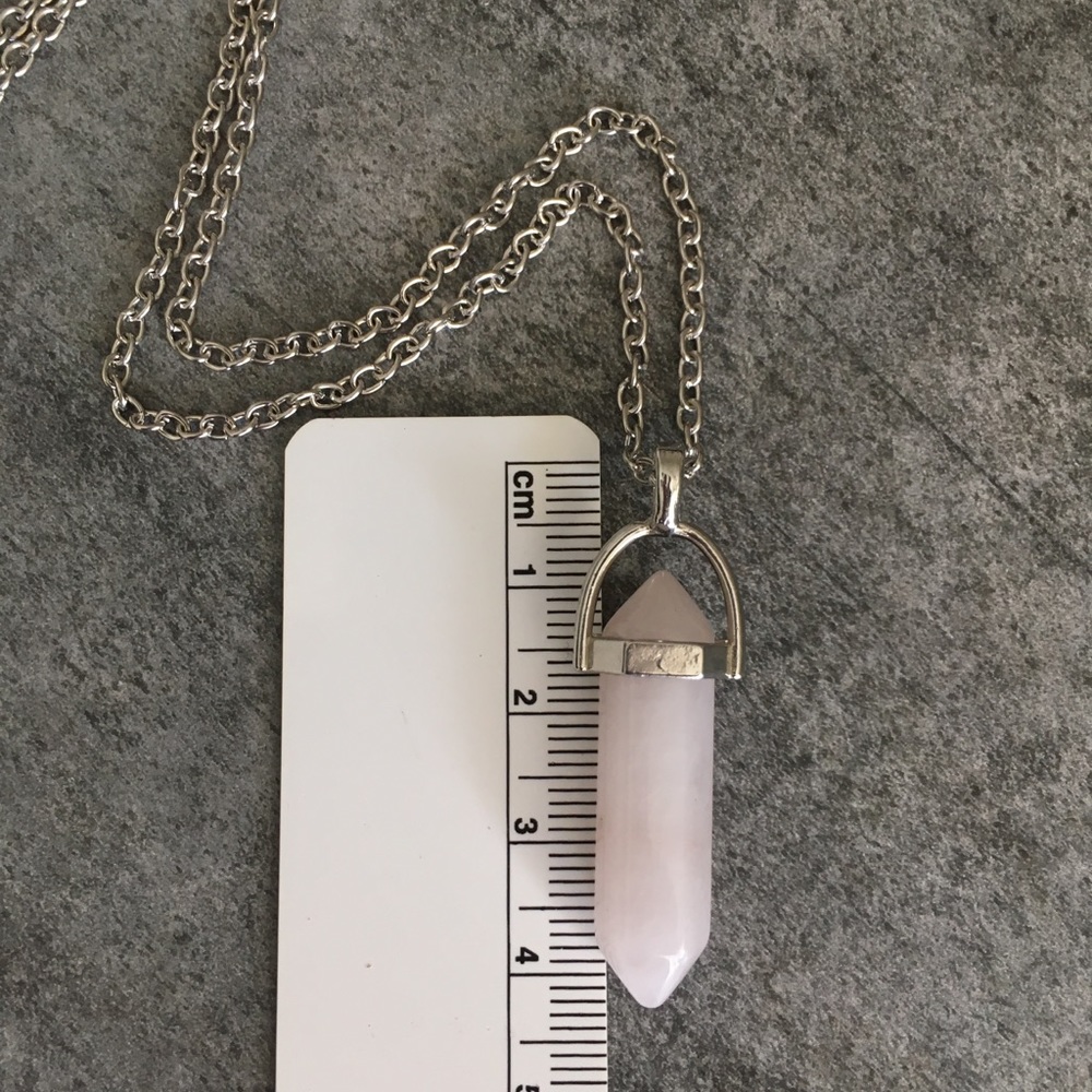 Rose Quartz Silver Toned Healing Point Necklace. - Picture 8 of 8